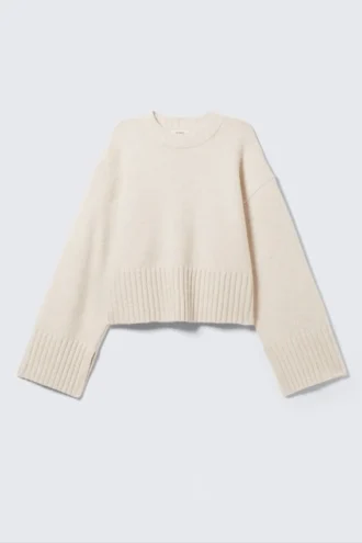 Knitted Oversized Sweater – Dusty White