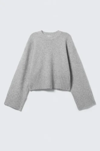 Knitted Oversized Sweater – Grey Melange