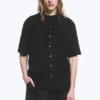 Knitted Short-Sleeved Button-Up Shirt – Black Knitted Short-Sleeved Button-Up Shirt – Black