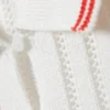 Knitted Short-Sleeved Cotton Polo Top – White – Red Stripes Knitted Short-Sleeved Cotton Polo Top – White – Red Stripes