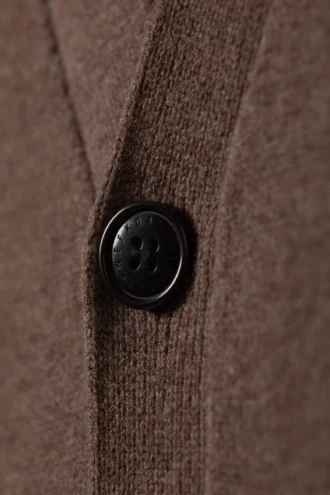 Knitted Single-Breasted Cardigan – Dark Mole