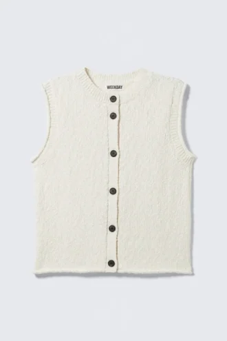 Knitted Single-Breasted Vest – Off-White Knitted Single-Breasted Vest – Off-White