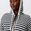 Knitted Slim Fit Zip Hoodie – Black & White Stripes Knitted Slim Fit Zip Hoodie – Black & White Stripes