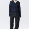 Knitted Slim Fit Zip Hoodie – Dark Navy Blue Knitted Slim Fit Zip Hoodie – Dark Navy Blue