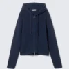 Knitted Slim Fit Zip Hoodie – Dark Navy Blue Knitted Slim Fit Zip Hoodie – Dark Navy Blue