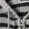 Knitted Slim Fit Zip Hoodie – Striped Grey Melange Knitted Slim Fit Zip Hoodie – Striped Grey Melange