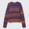 Knitted Space Dye Crewneck Sweater – Orange Multi Stripe Knitted Space Dye Crewneck Sweater – Orange Multi Stripe