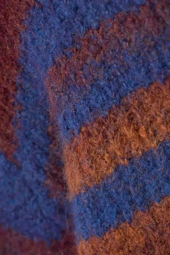 Knitted Space Dye Crewneck Sweater – Orange Multi Stripe Knitted Space Dye Crewneck Sweater – Orange Multi Stripe