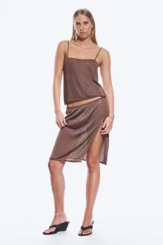 Knitted Square Neck Camisole – Brown