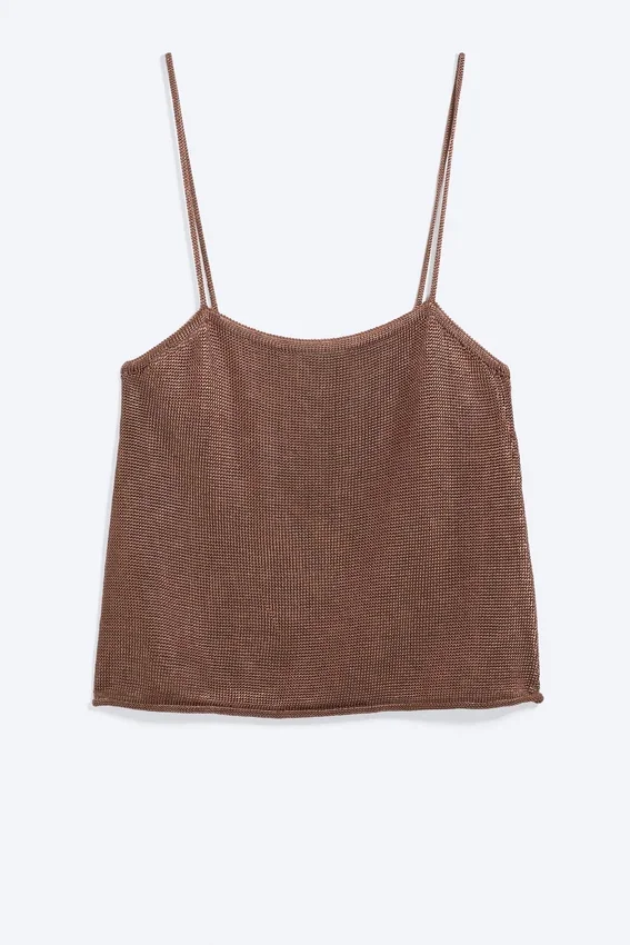 Knitted Square Neck Camisole – Brown Knitted Square Neck Camisole – Brown