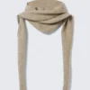 Knitted Tie Hood Scarf – Beige Knitted Tie Hood Scarf – Beige