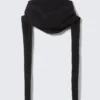 Knitted Tie Hood Scarf – Black Knitted Tie Hood Scarf – Black
