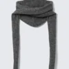 Knitted Tie Hood Scarf – Dark Grey Melange Knitted Tie Hood Scarf – Dark Grey Melange
