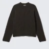Knitted Two-Tone Wool Blend Sweater – Two-Tone Dark Brown Knitted Two-Tone Wool Blend Sweater – Two-Tone Dark Brown