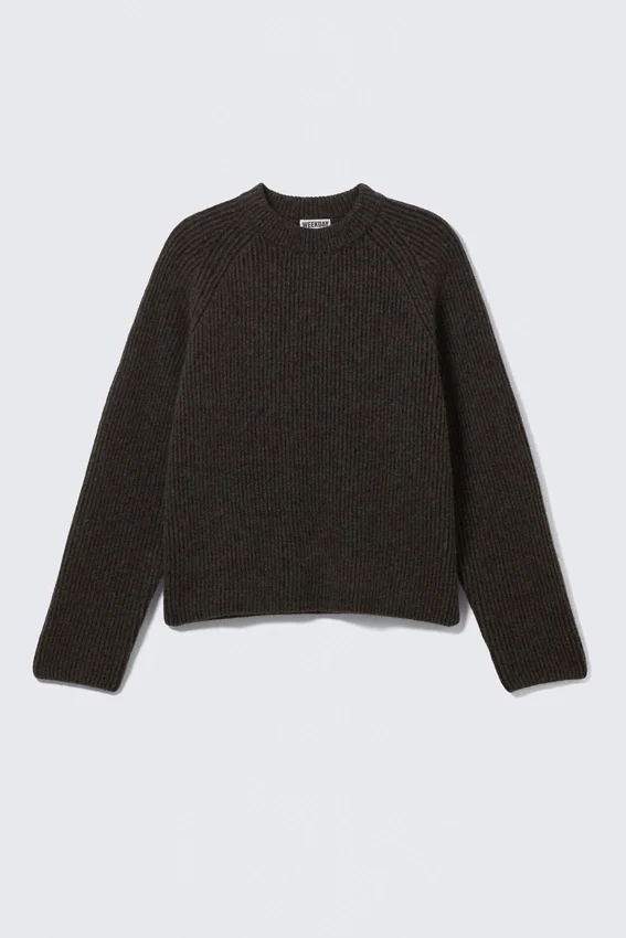 Knitted Two-Tone Wool Blend Sweater – Two-Tone Dark Brown Knitted Two-Tone Wool Blend Sweater – Two-Tone Dark Brown