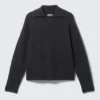Knitted Wool-Blend Polo Sweater – Dark Navy Blue Knitted Wool-Blend Polo Sweater – Dark Navy Blue