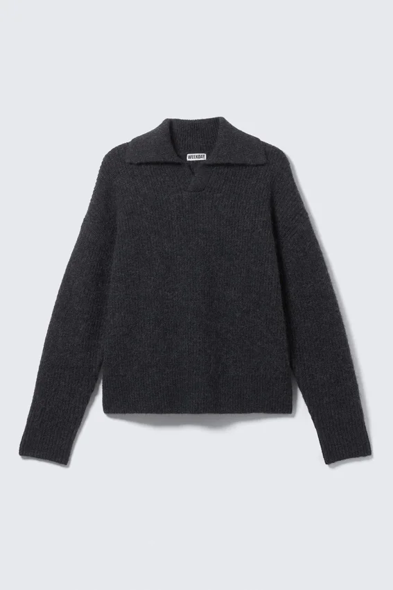 Knitted Wool-Blend Polo Sweater – Dark Navy Blue Knitted Wool-Blend Polo Sweater – Dark Navy Blue