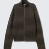 Knitted Wool-Blend Zip Cardigan – Dark Brown Space-Dye Knitted Wool-Blend Zip Cardigan – Dark Brown Space-Dye