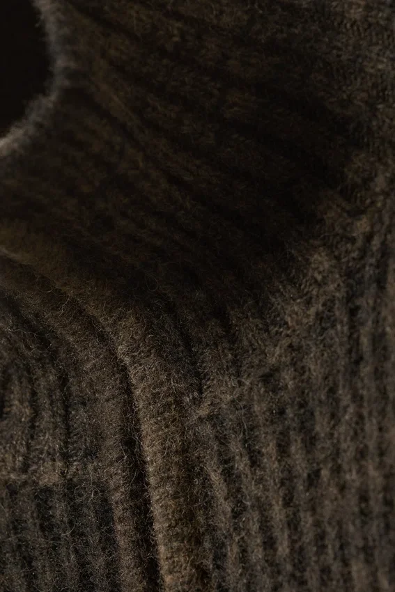Knitted Wool-Blend Zip Cardigan – Dark Brown Space-Dye Knitted Wool-Blend Zip Cardigan – Dark Brown Space-Dye
