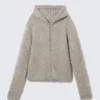 Knitted Wool-Blend Zip Hoodie – Dark Mole Melange Knitted Wool-Blend Zip Hoodie – Dark Mole Melange