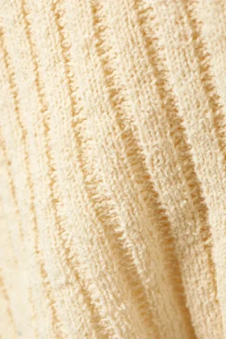 Knitted Wrap-Shaped Asymmetric V-Neck Sweater – Light Dusty Beige
