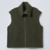 Knitted Zip Vest – Dark Khaki Green Knitted Zip Vest – Dark Khaki Green