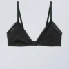 Lace Cotton Trim Bra – Black Lace Cotton Trim Bra – Black
