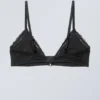 Lace Cotton Trim Bra – Black Lace Cotton Trim Bra – Black