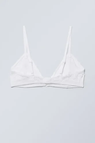 Lace Cotton Trim Bra – White Lace Cotton Trim Bra – White