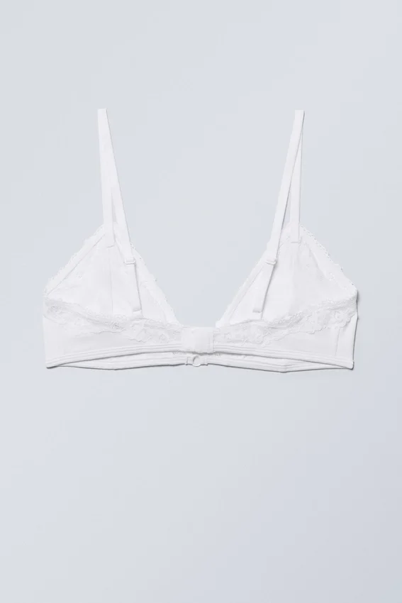 Lace Cotton Trim Bra – White Lace Cotton Trim Bra – White