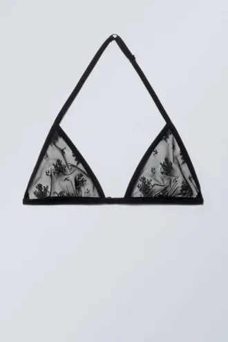 Lace Halter Neck Bra – Black
