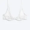 Lace Plunge Wire Bra – White Lace Plunge Wire Bra – White
