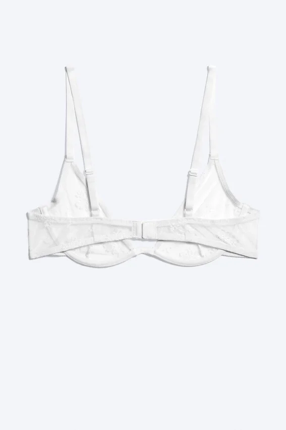 Lace Plunge Wire Bra – White Lace Plunge Wire Bra – White