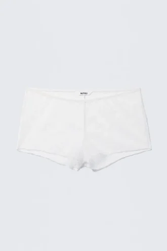 Lace Pyjama Boxer Shorts – White