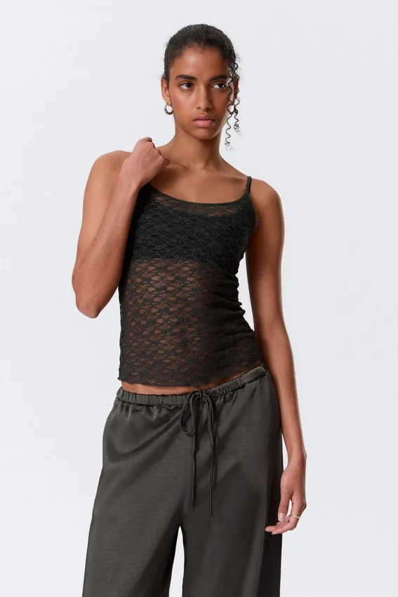 Lace Pyjama Tank Top – Dark Grey Lace Pyjama Tank Top – Dark Grey