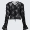 Lace Tie-Front Top – Black Lace Tie-Front Top – Black