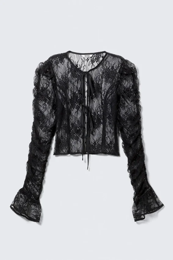 Lace Tie-Front Top – Black Lace Tie-Front Top – Black