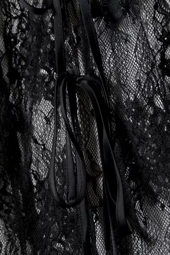 Lace Tie-Front Top – Black Lace Tie-Front Top – Black