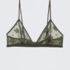 Lace Triangle Soft Bra – Dark Khaki Green Lace Triangle Soft Bra – Dark Khaki Green