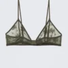 Lace Triangle Soft Bra – Dark Khaki Green Lace Triangle Soft Bra – Dark Khaki Green