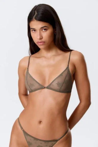 Lace Triangle Soft Bra – Dusty Grey