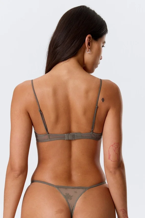 Lace Triangle Soft Bra – Dusty Grey Lace Triangle Soft Bra – Dusty Grey