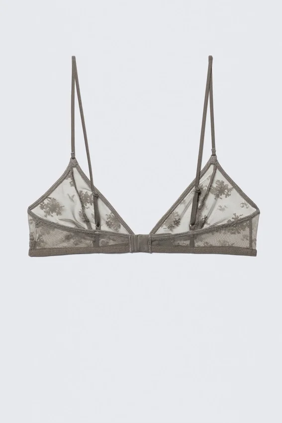 Lace Triangle Soft Bra – Dusty Grey Lace Triangle Soft Bra – Dusty Grey