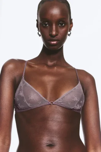 Lace Triangle Soft Bra – Dusty Lilac