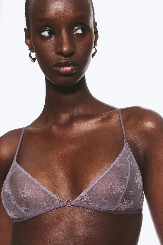 Lace Triangle Soft Bra – Dusty Lilac Lace Triangle Soft Bra – Dusty Lilac