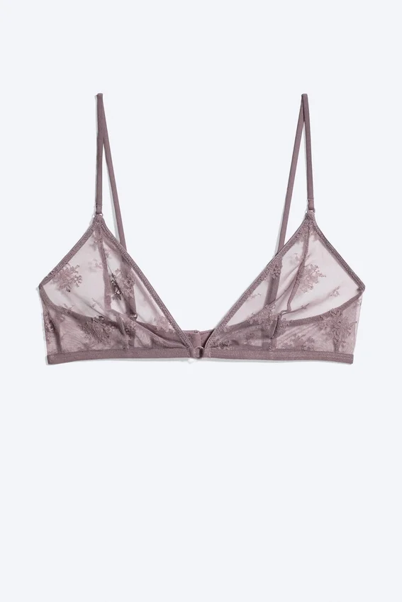 Lace Triangle Soft Bra – Dusty Lilac Lace Triangle Soft Bra – Dusty Lilac