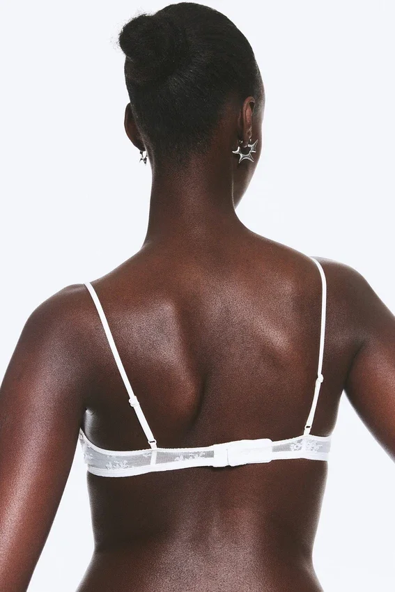 Lace Triangle Soft Bra – White Lace Triangle Soft Bra – White