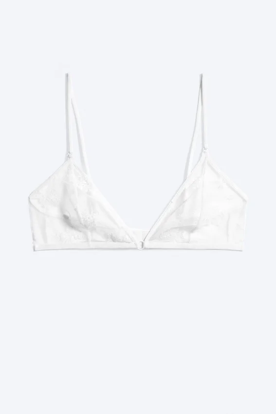 Lace Triangle Soft Bra – White Lace Triangle Soft Bra – White