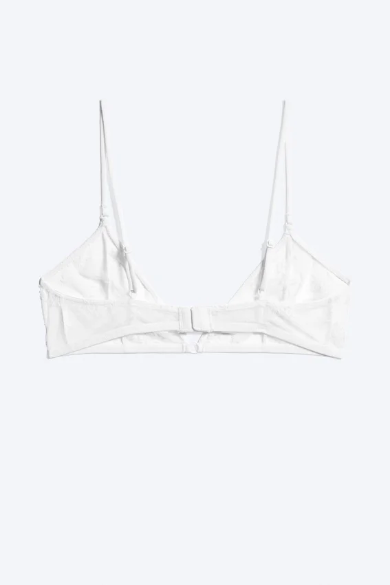 Lace Triangle Soft Bra – White Lace Triangle Soft Bra – White