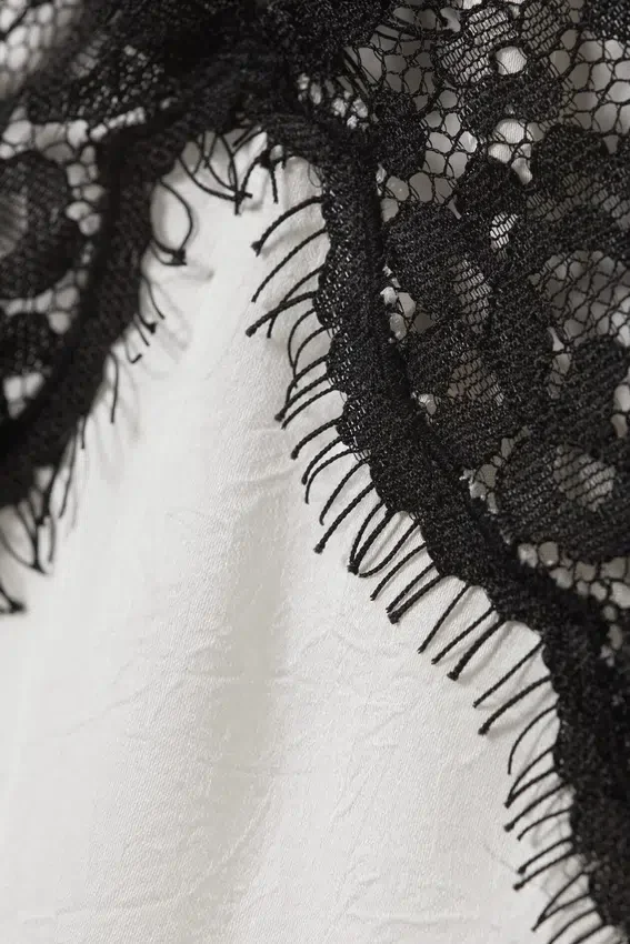 Lace-Trimmed Satin Camisole – White Lace-Trimmed Satin Camisole – White